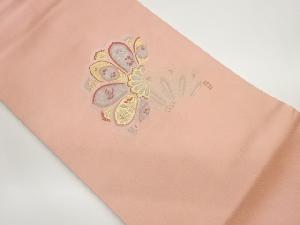 作家物　銀通し華紋に花唐草・鳳凰・雲模様織出し名古屋帯